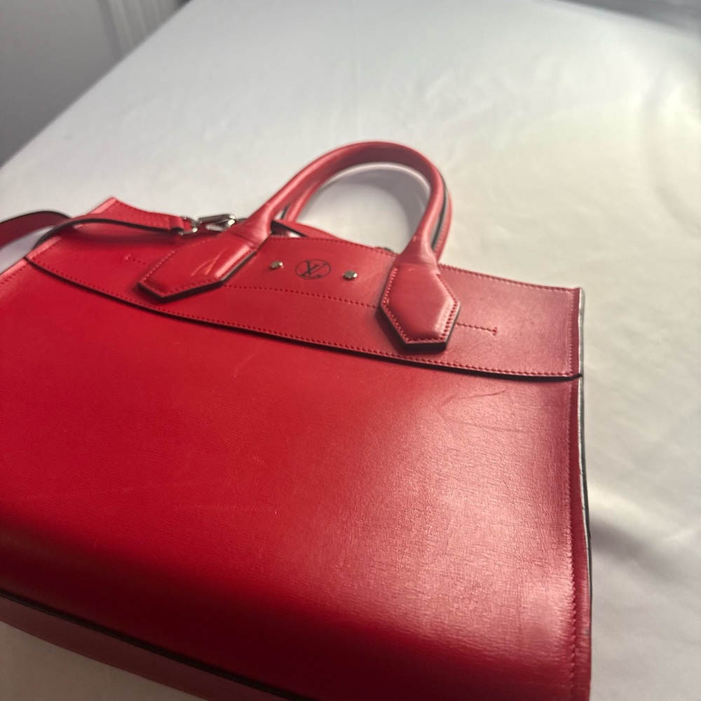 Red Leather LV Handbag